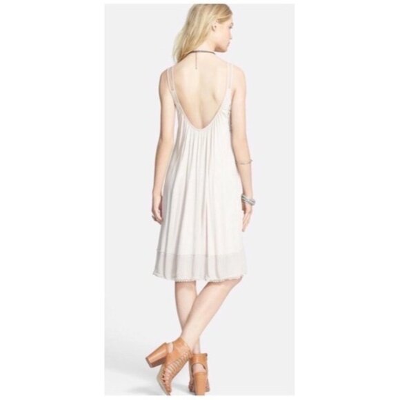 NWOT Free People Cream Lace Crochet Beaded Slip Dress - Picture 7 of 15